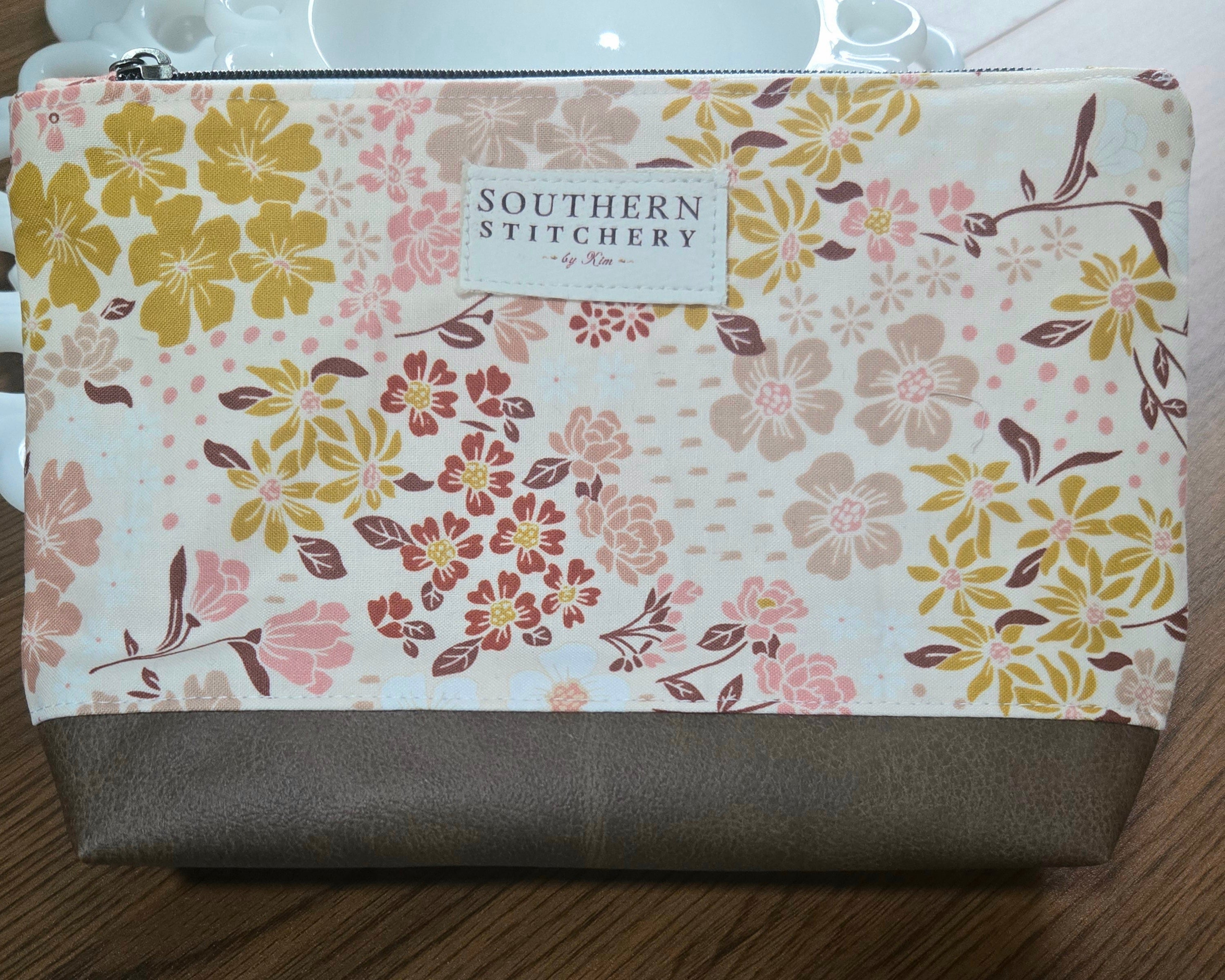 Earth Tone Floral Zipper Pouch