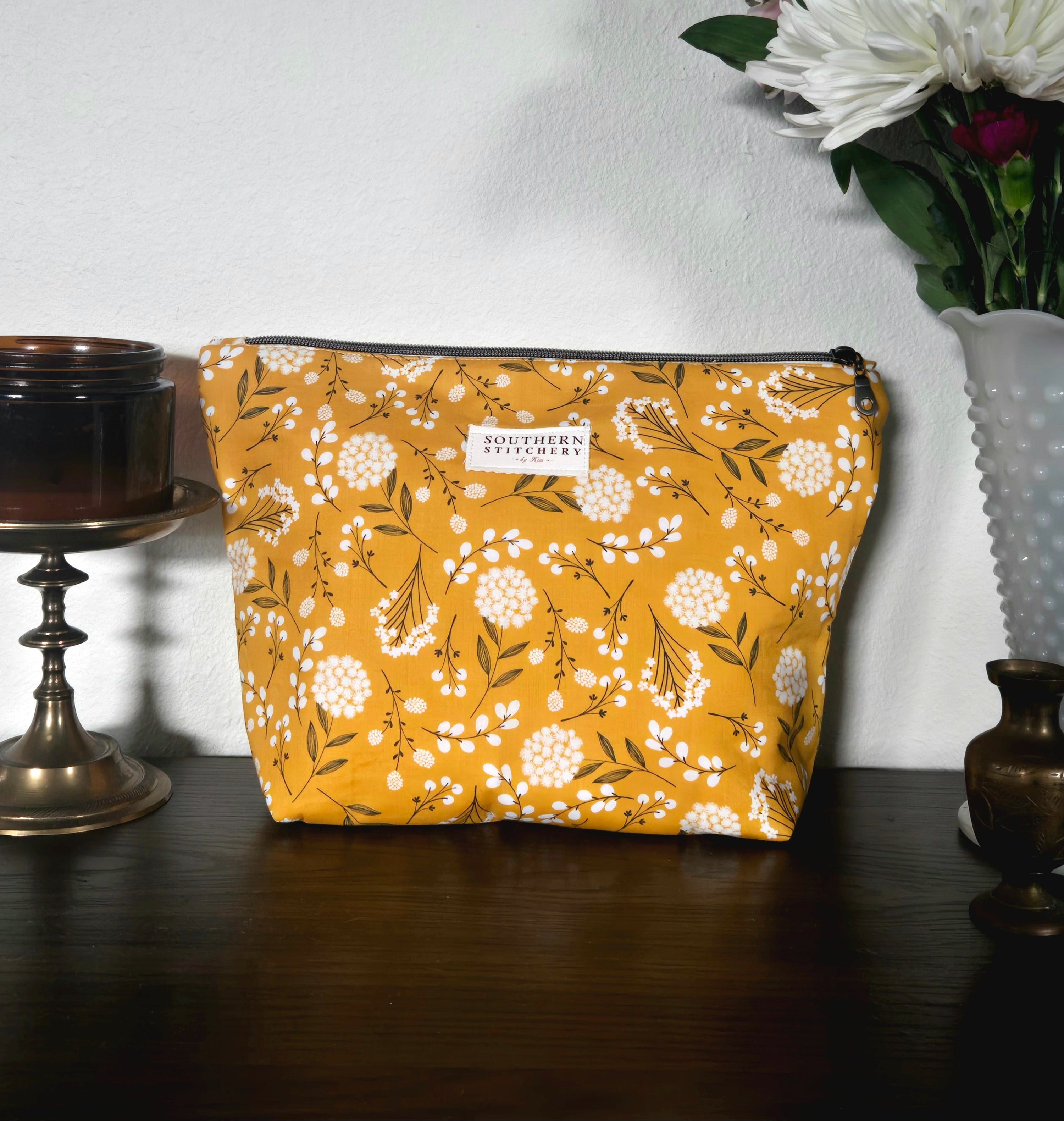 Mustard Woodlands Large Makeup Bag