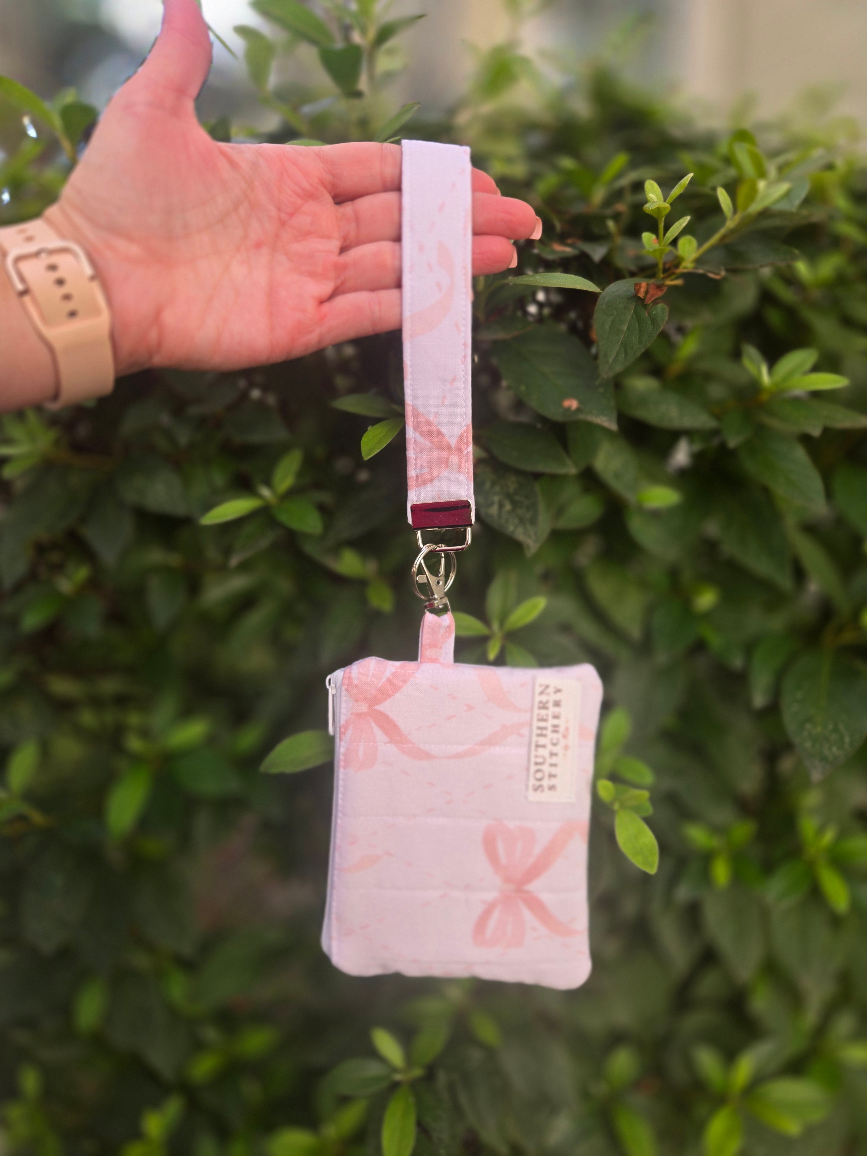 Pink Ribbon Bows Keychain Wallet