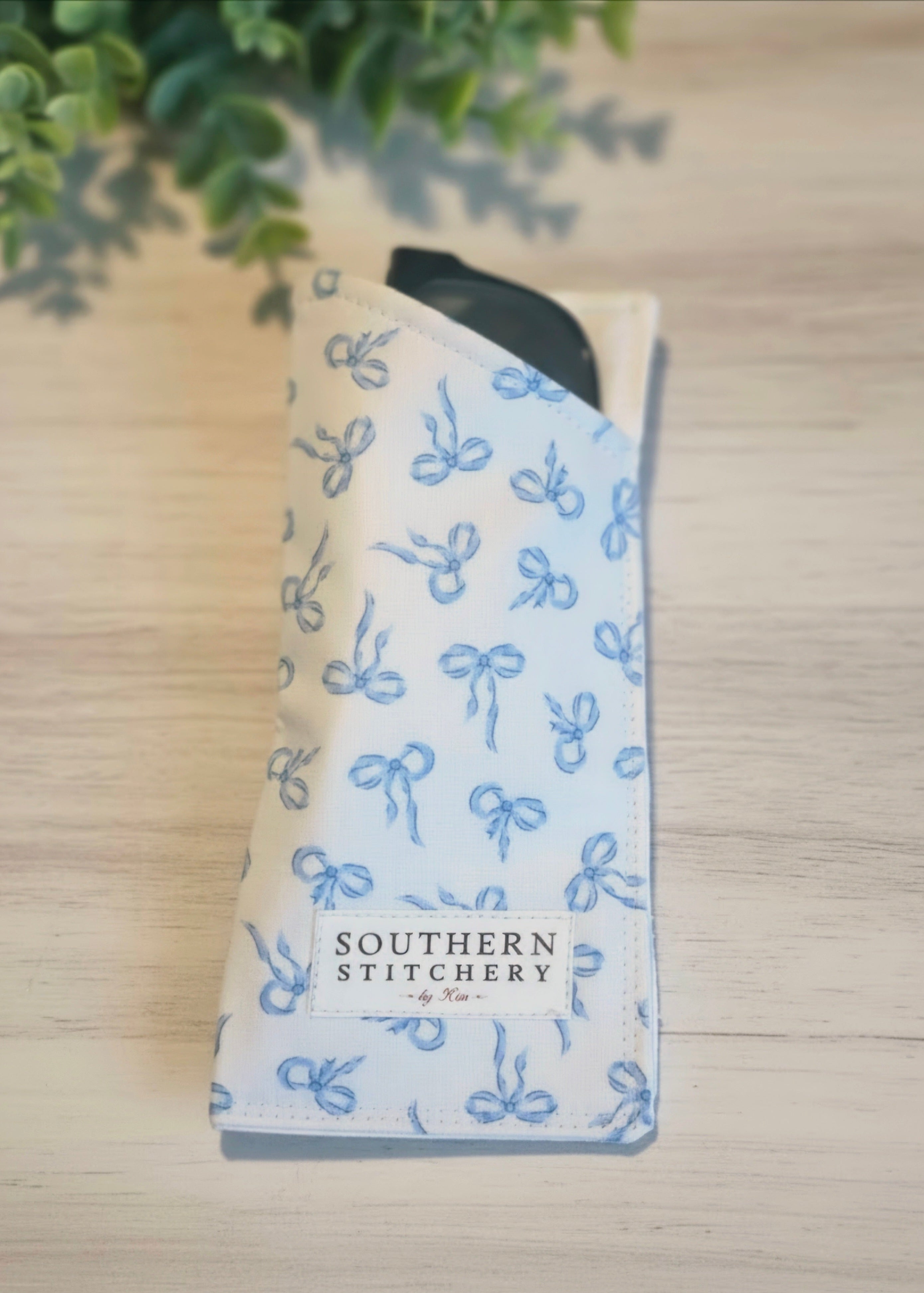 Blue Bows Sunglasses Case